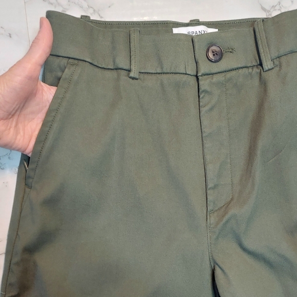 NWT Spanx Deep Pine Green Wide-Leg Stretch Twill Crop Pants, Size M - Picture 6 of 11